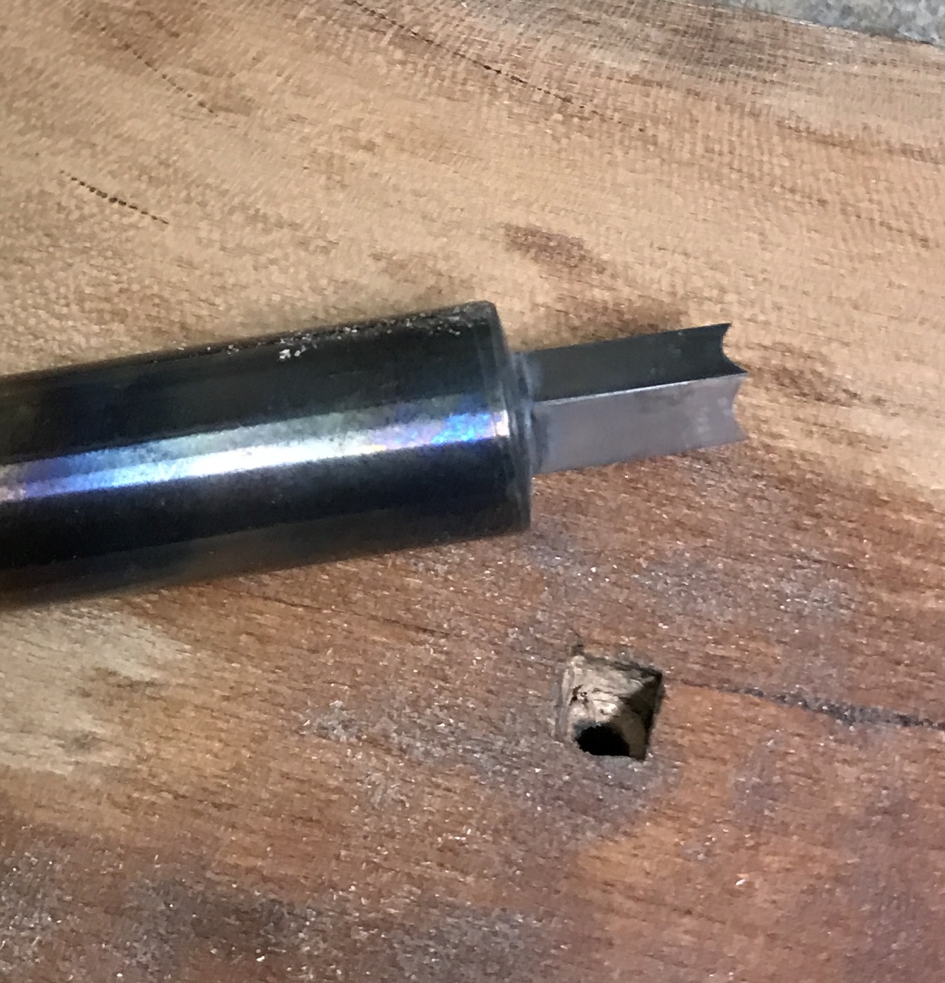 The punch after sharpening with square hole